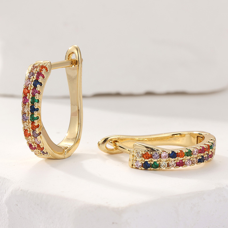 Women's Colored Synthetic Zirconia Hoop Earrings, Versatile Daily Wear